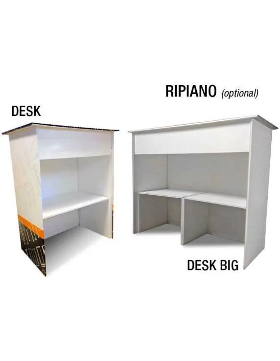 desk pubblicitari con ripiani