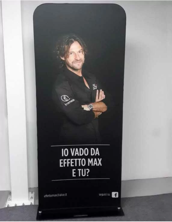 Advertising totem with textile print