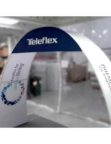 Advertising arch with custom textile print