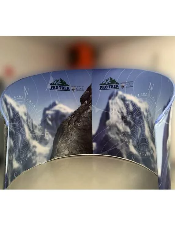 Curved stand with print on fabric Curved stand with print on fabric