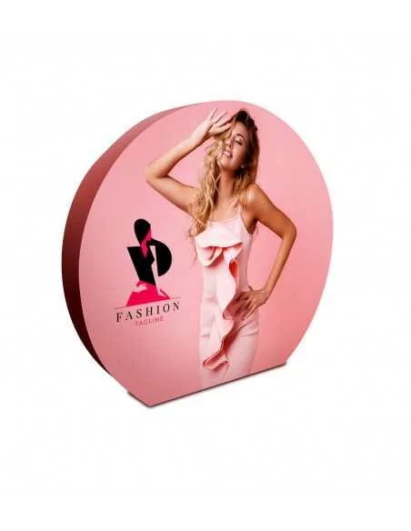 Circular backdrop with textile print