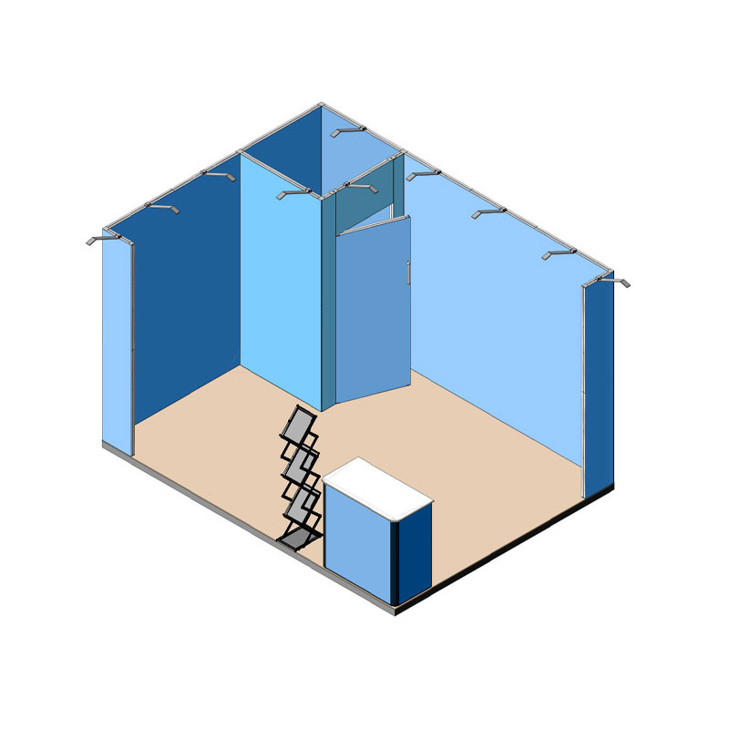 Stand 4x3 - 2 lati aperti con magazzino - render stampe