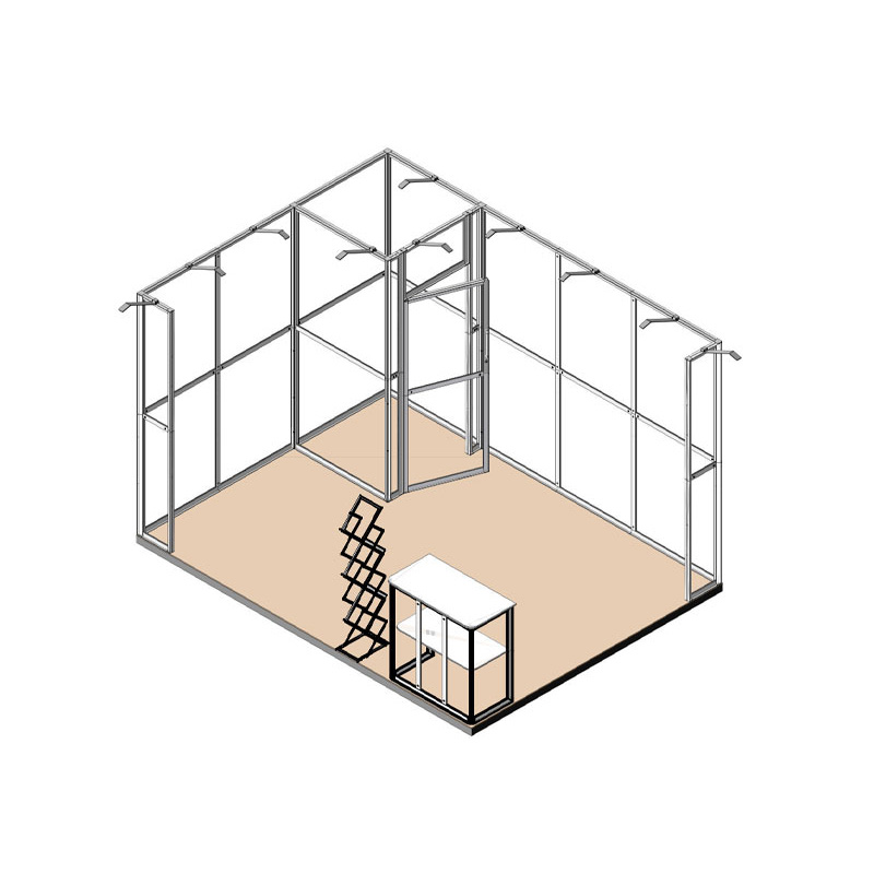 Stand 4x3 - 2 lati aperti con magazzino - strutture