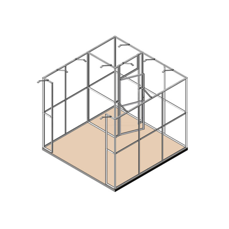 Stand 3x3 - 1 lato aperto con magazzino - render strutture