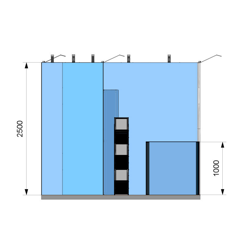 Stand 3x3 - 2 lati aperti - side view