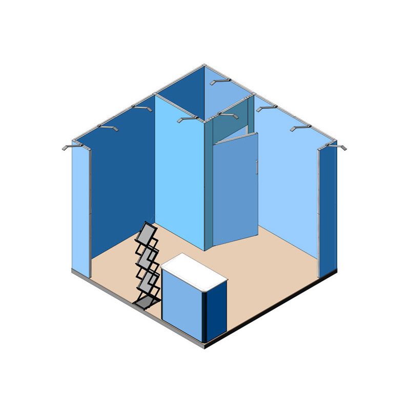 Stand 3x3 - 2 lati aperti con magazzino - render stampe