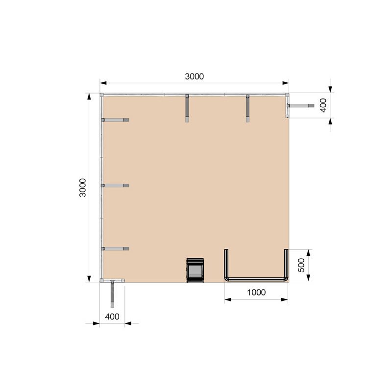 Stand 3x3 - 2 lati aperti - top view