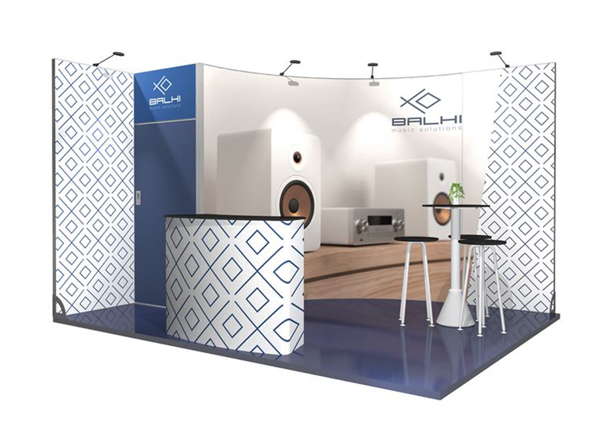 esempio di stand con strutture textile frame