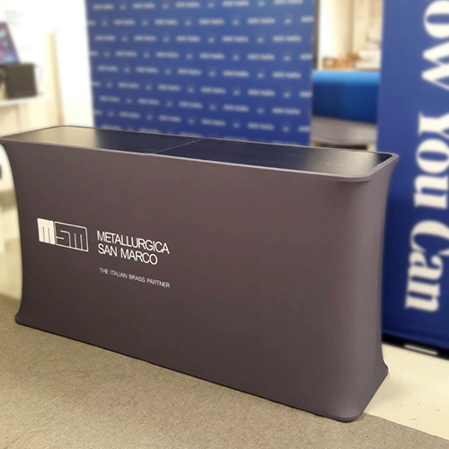 Banchetto Desk Reception con stampa su tessuto