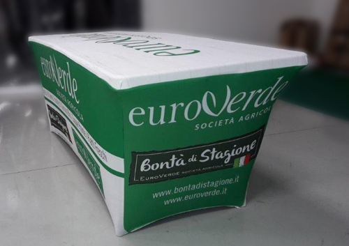Banchetti pubblicitari rivestiti con stampa su tessuto
