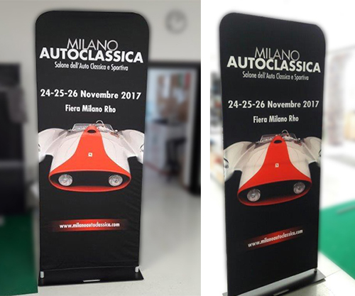 Totem con stampa su tessuto